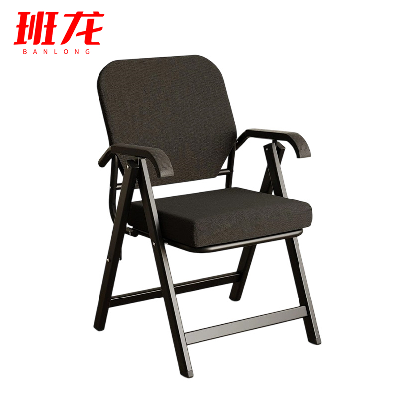 班龙折叠椅棉麻黑色把高清大图