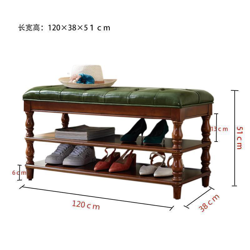森美人美式换鞋凳实木长条凳脚踏沙发凳欧式进卧室床尾凳试穿鞋凳 真皮换鞋柜120cm绿蓝棕颜色请备注 默认尺寸