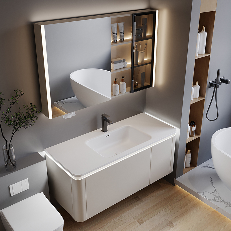 送入户安装汉德斯科卫浴柜智能浴室柜组合免漆实木薄