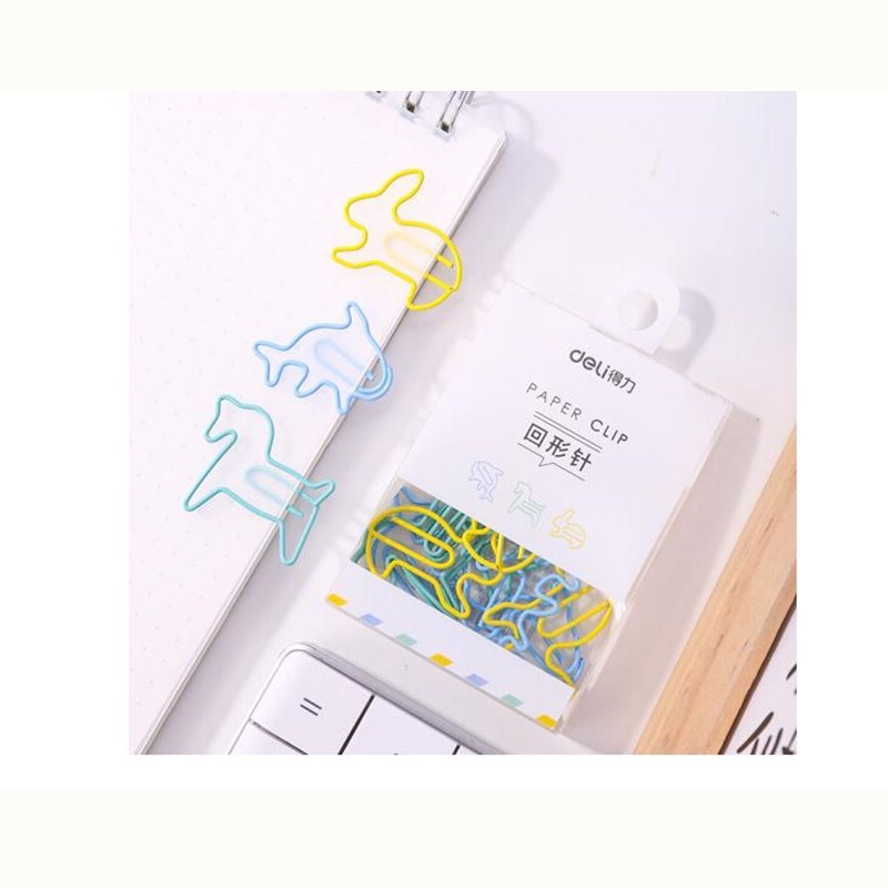 得力(deli) 0056动物造型电镀办公回形针 12枚装彩色回形针 8袋装