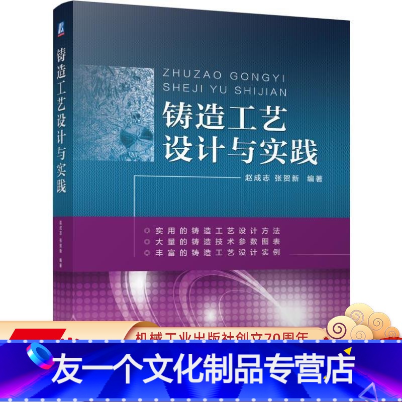 【友一个正版】 铸造工艺设计与实践 赵成志 张贺新 铸钢件 铸铁件 有色合金铸件 方案参数 砂芯 浇注 补缩 装备