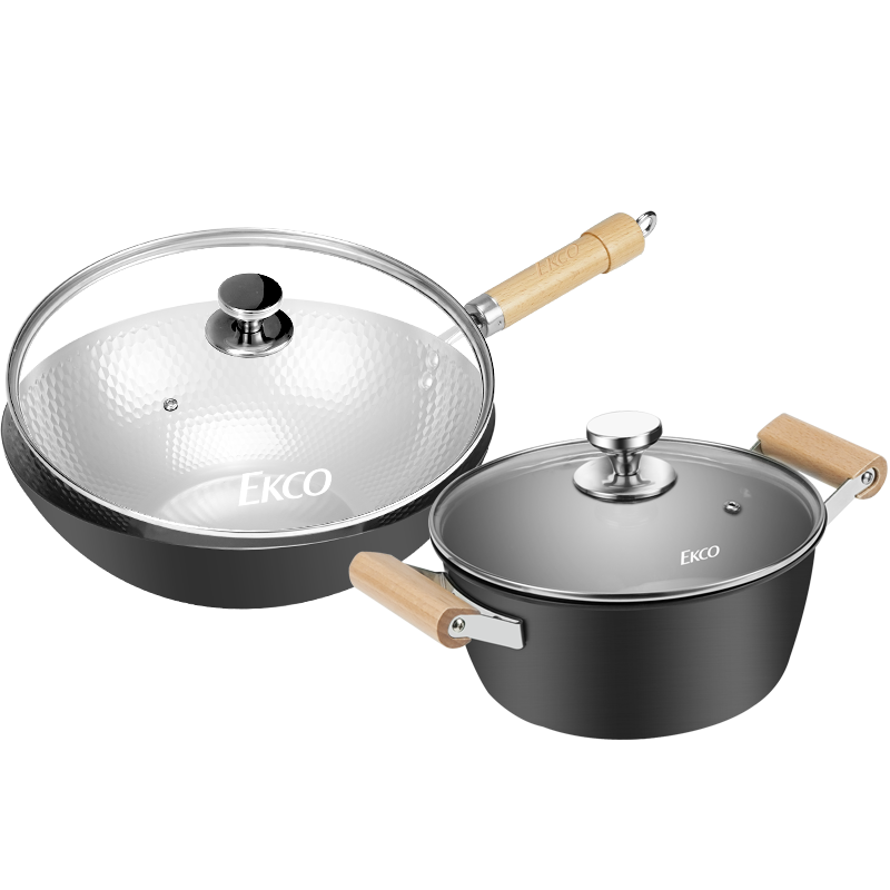 EKCO极之铁两件套32CM炒锅+22CM汤锅 EK-JZT203ZX/KZ高清大图