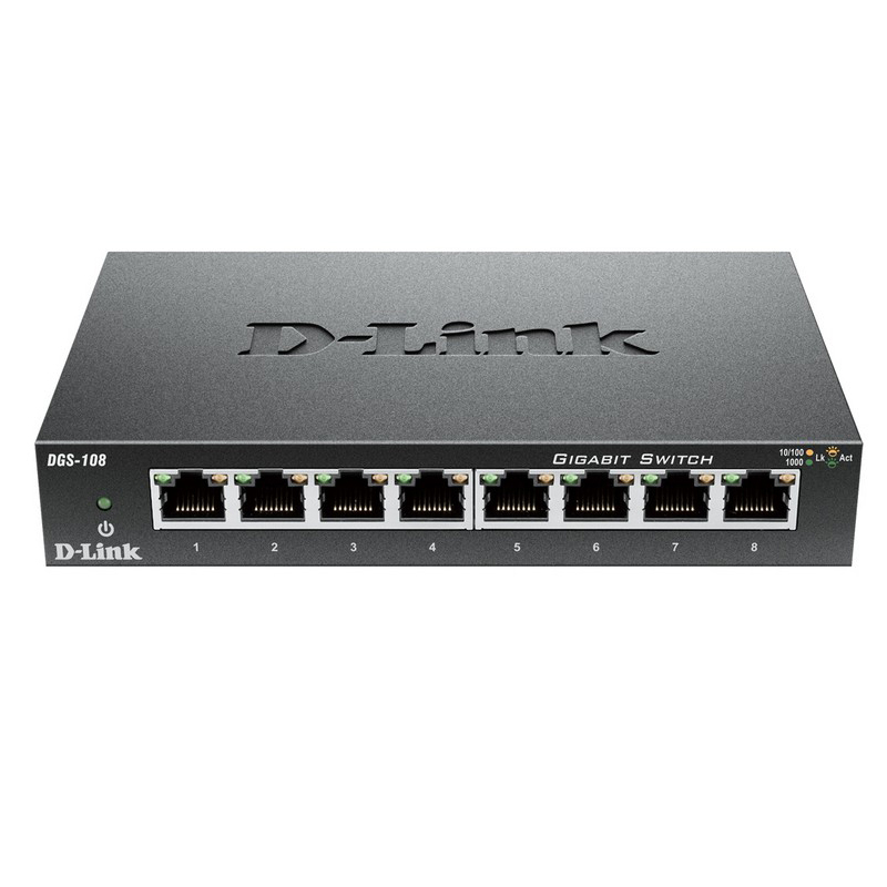 D-Link友讯DGS-108 8口千兆交换机 8口千兆铁壳交换机 监控交换机