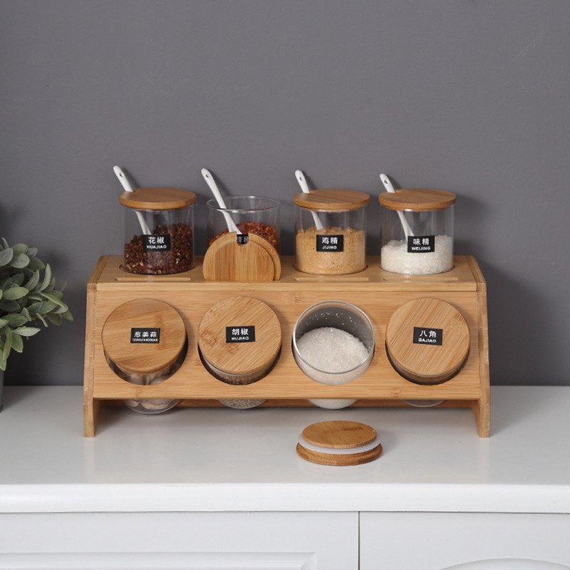 玻璃调味罐套装厨房盐糖味精调料盒烘焙精灵带盖陶瓷调料罐子家用组合