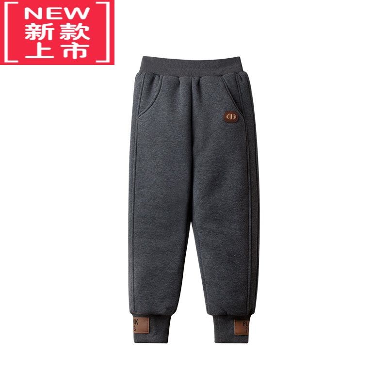 可莉允男童休闲裤加绒儿童秋冬新款磨毛棉裤三层夹棉女童保暖裤加厚冬裤图片