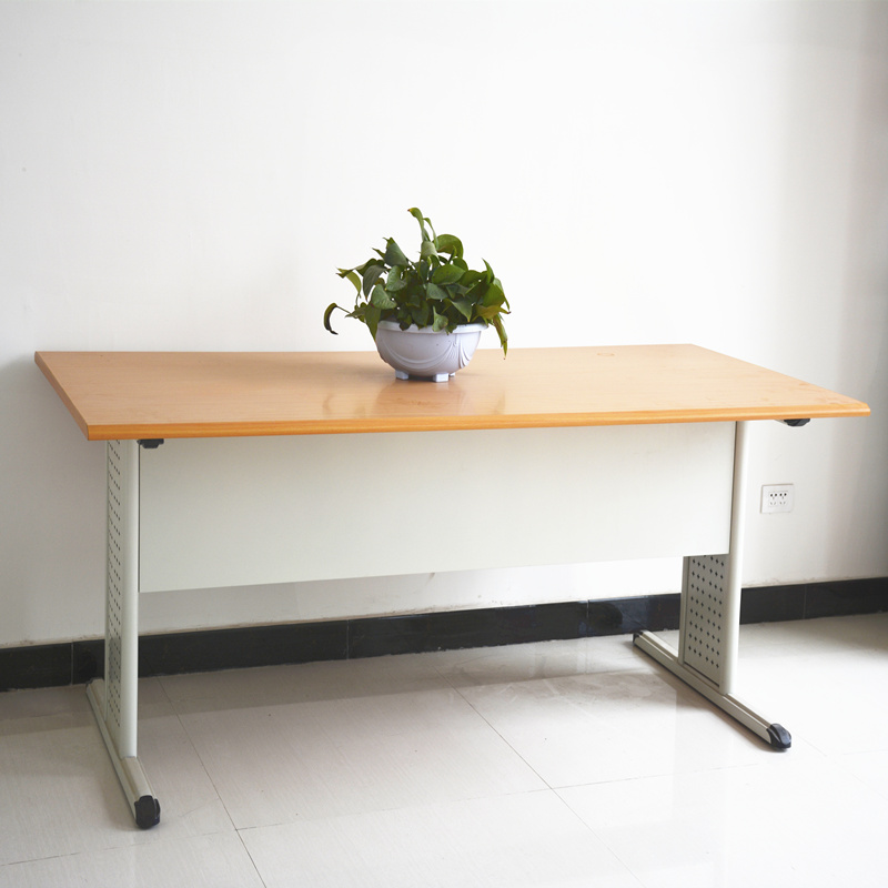 铭威盾学校图书馆阅览室桌椅书店会议室培训阅读桌钢木学生桌学生椅【工厂现做 7天内发货】 橘黄色2m*1m