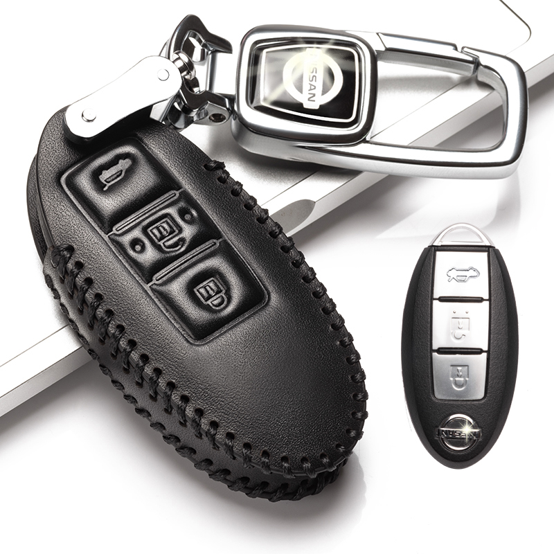 【补贴10%】2019款奇骏钥匙套真皮专用2020款新奇骏汽车遥控钥匙包扣高档创意汽车钥匙包 日产C款黑色（一键启动带后备箱键款）
