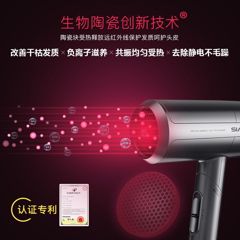 Lowra rouge罗拉如炬远红外线低辐射负离子电吹风CL-101(铁砂灰)高清大图