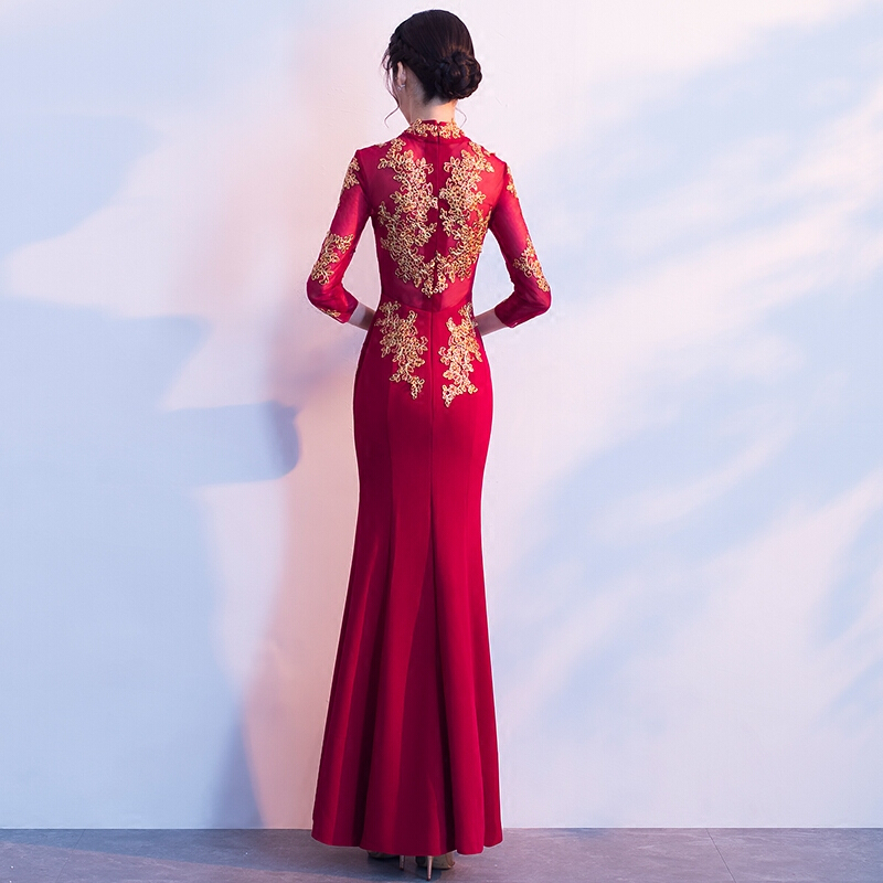 敬酒服新娘春季2018新款婚礼红色衣服鱼尾长款回婚礼结婚礼服女
