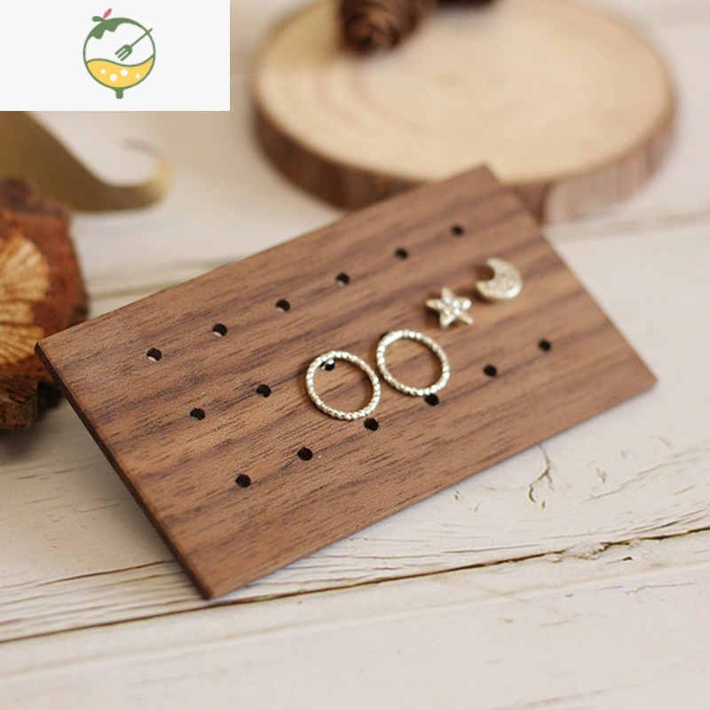 YICHENG耳钉收纳板实木质复古耳饰整理陈列精致展示板家用旅行便携收纳盒饰品盒