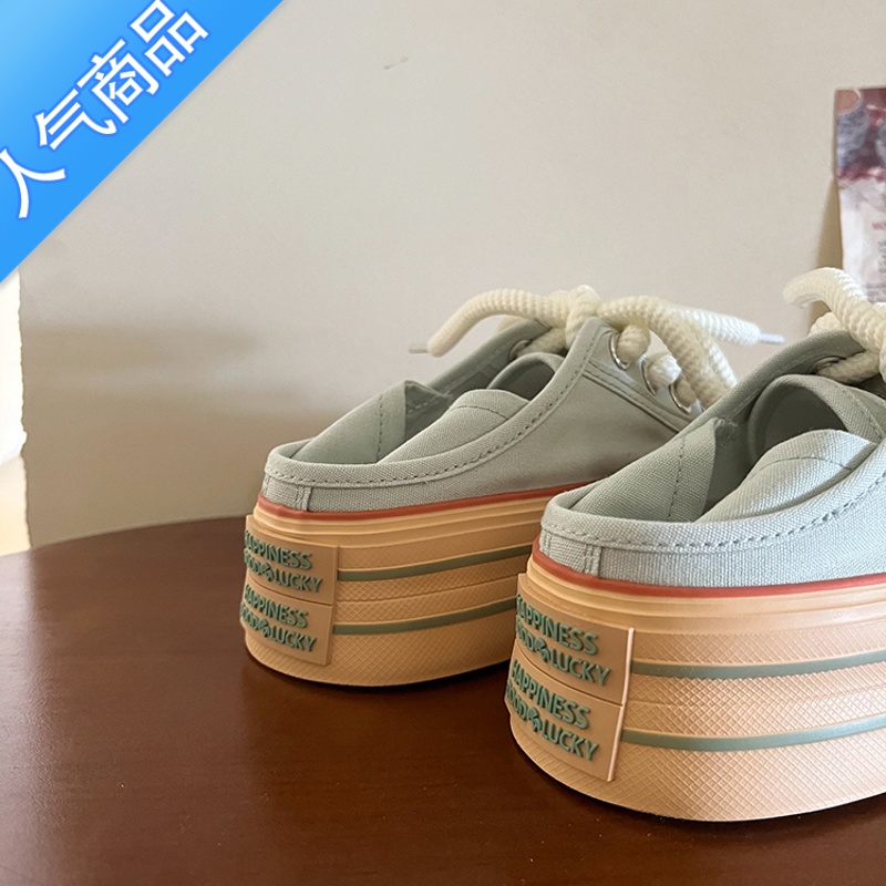 SUNTEK林先叁 两穿厚底帆布鞋女学生百搭小众设计休闲板鞋2023夏季新款高清大图
