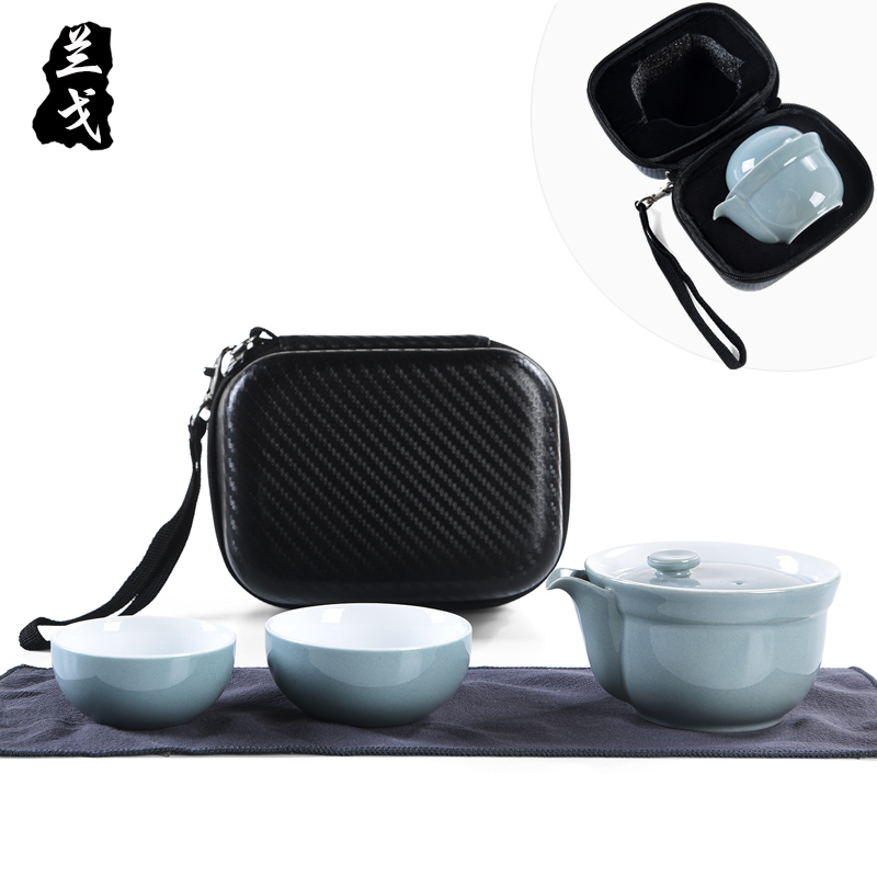 美帮汇德化白瓷旅行茶具套装家用小套收纳陶瓷茶杯便携包粗陶快客杯高清大图