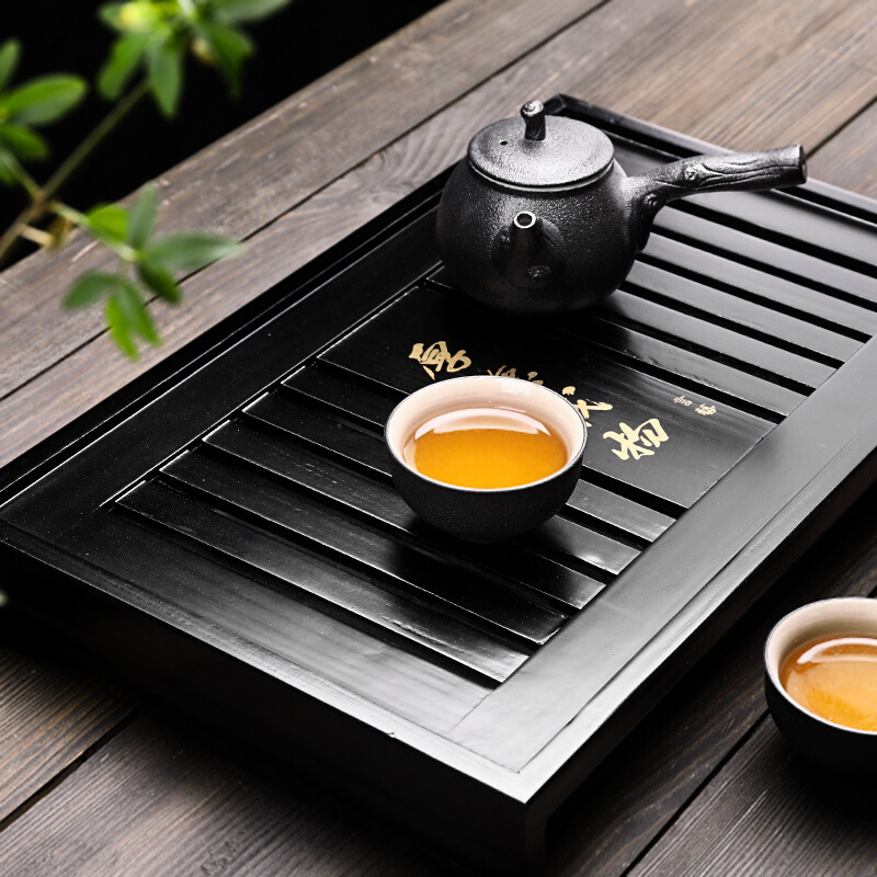 言艺(yanyi) 实木茶盘 茶台茶托盘 功夫茶海 储水排水均可 厚德载物43*27.5*6cm