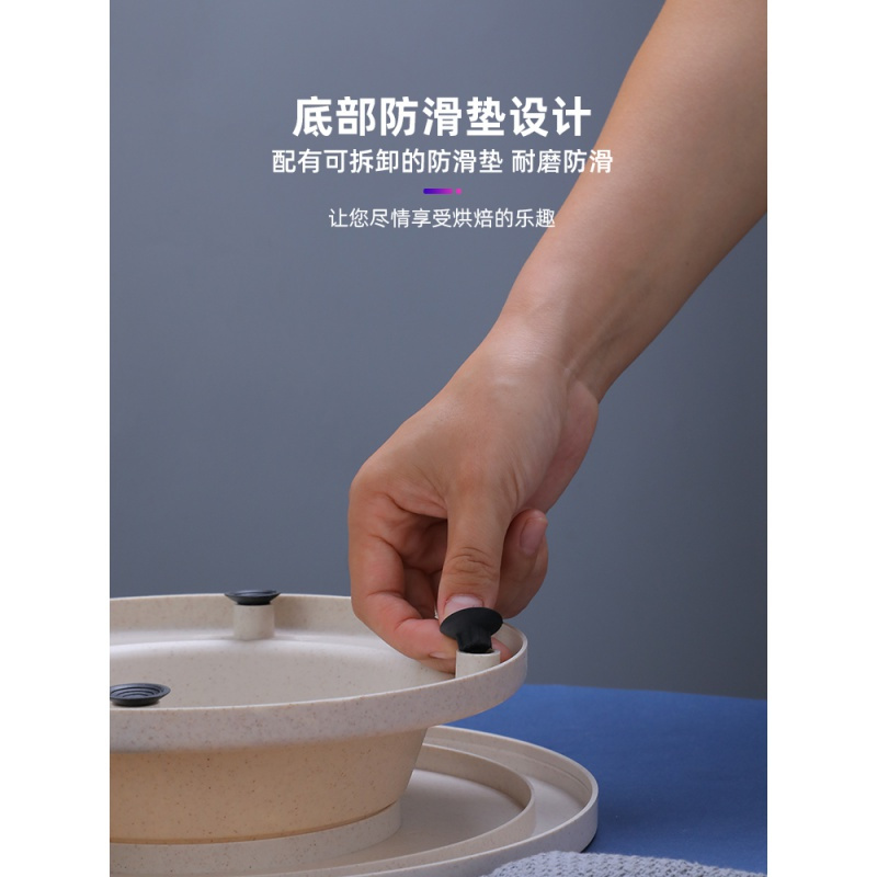 裱花转台蛋糕转盘裱花台做生日蛋糕材料全套烘焙工具套装家用托台 敬平 麦秆色裱花台
