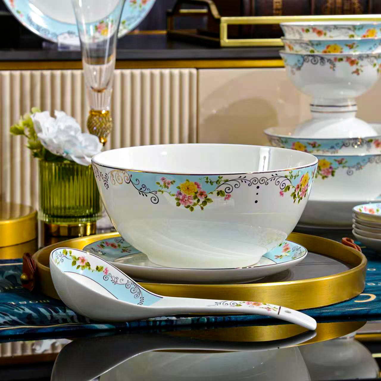 北国风光 欢沁骨瓷28头餐具 TS-0028 套高清大图