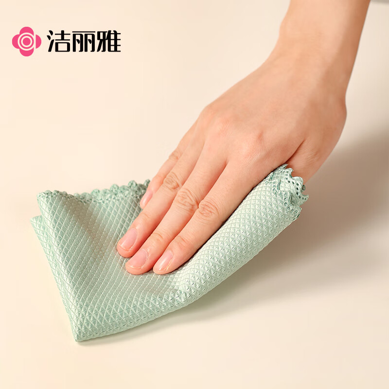 洁丽雅(grace)鱼鳞抹布30*40cm*5条 厨房餐具擦拭家务清洁擦玻璃巾高清大图