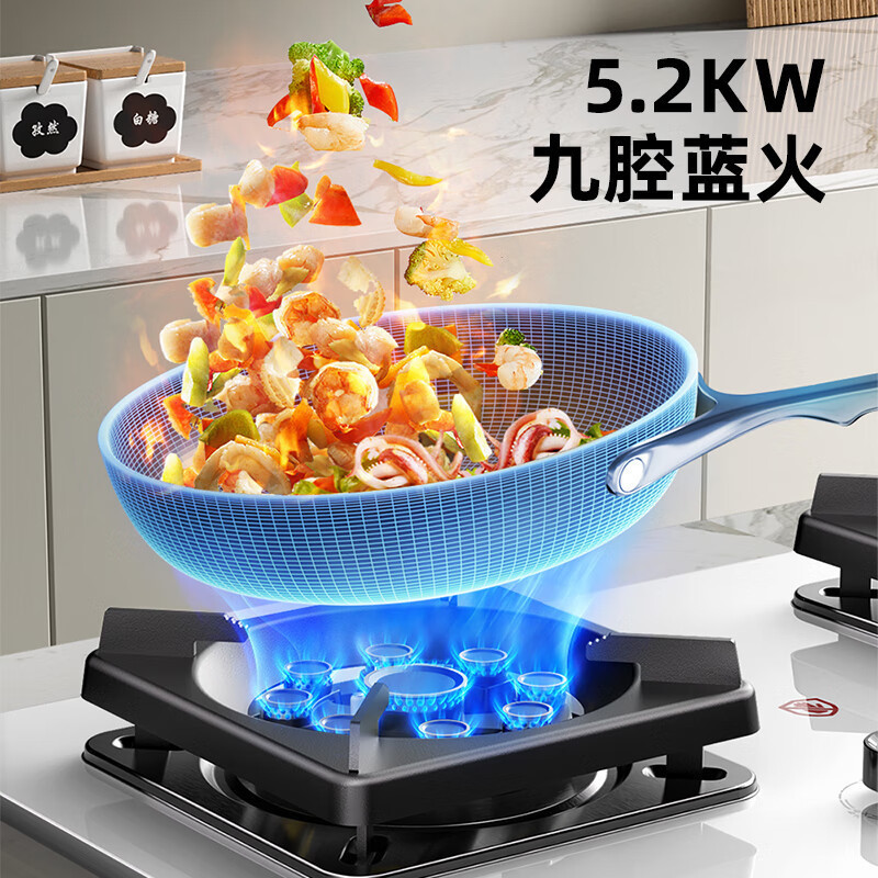 创维 燃气灶Z205B 双灶家用嵌入式天然气5.2KW猛火灶台双灶台嵌两用煤气炉液化气白色九腔猛火 天然气灶具