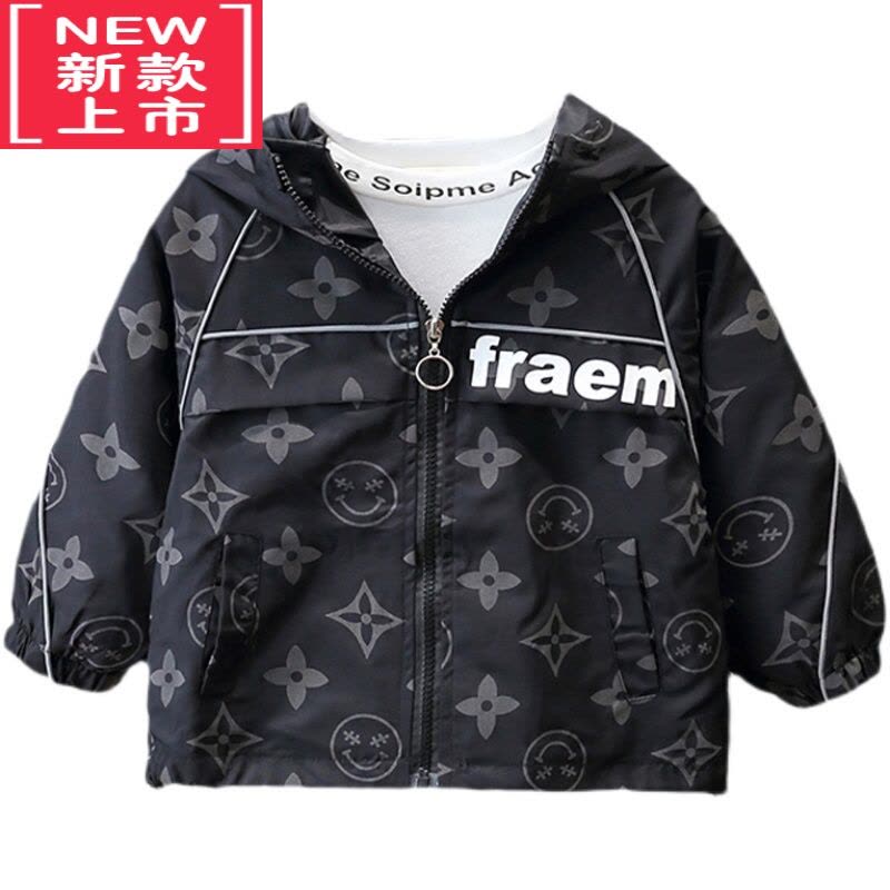 可莉允男童外套秋冬装男新款洋气宝宝秋装上衣儿童时髦棉衣风衣男孩加绒棉服图片