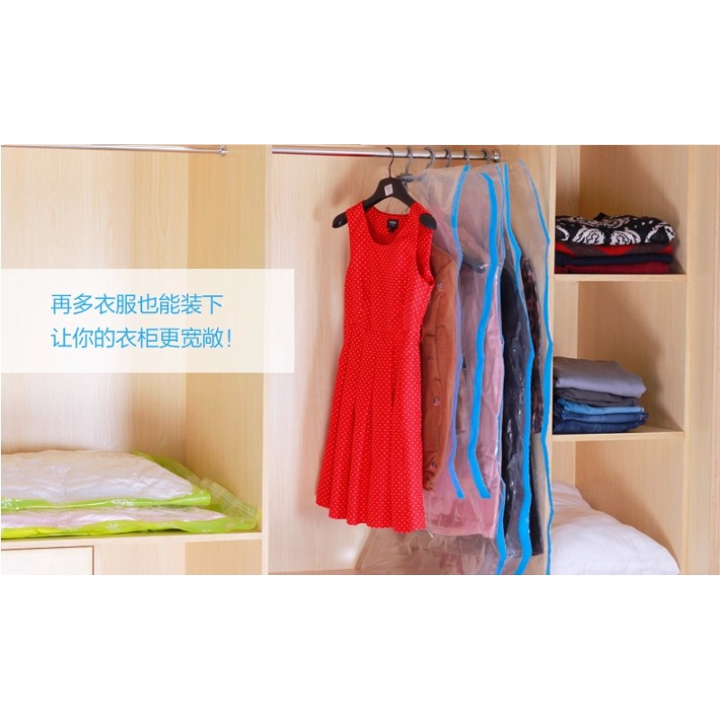 悬挂式羽绒服真空压缩袋透明棉衣加厚真空袋可挂衣服衣物收纳袋子收纳袋 三维工匠高清大图