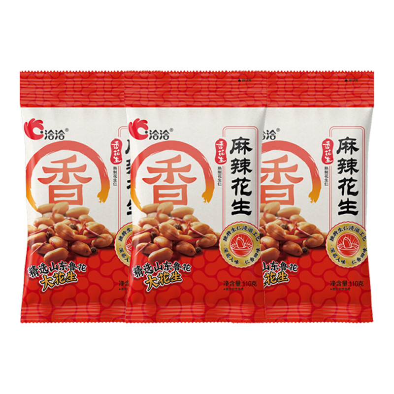 洽洽香花生鲜香麻辣口感酥脆小吃炒货休闲零食麻辣味110g*3袋