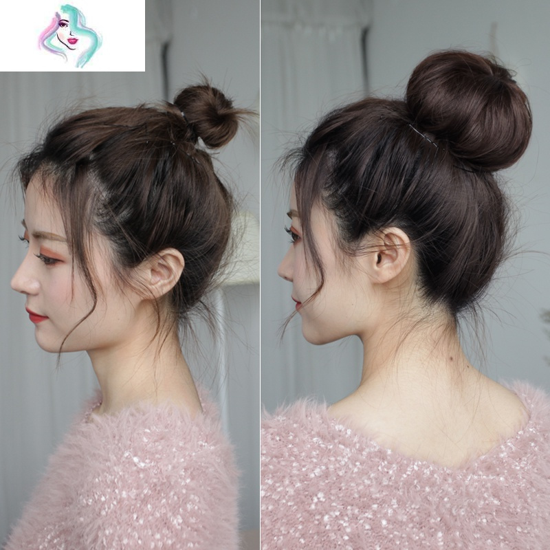 真发丝发包 韩式拉绳直发花苞丸子头女 简易发饰假发