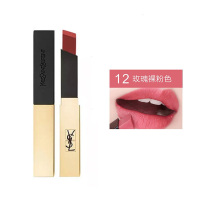 YSL圣罗兰小金条细管方管哑光口红唇膏 12号玫瑰粉色