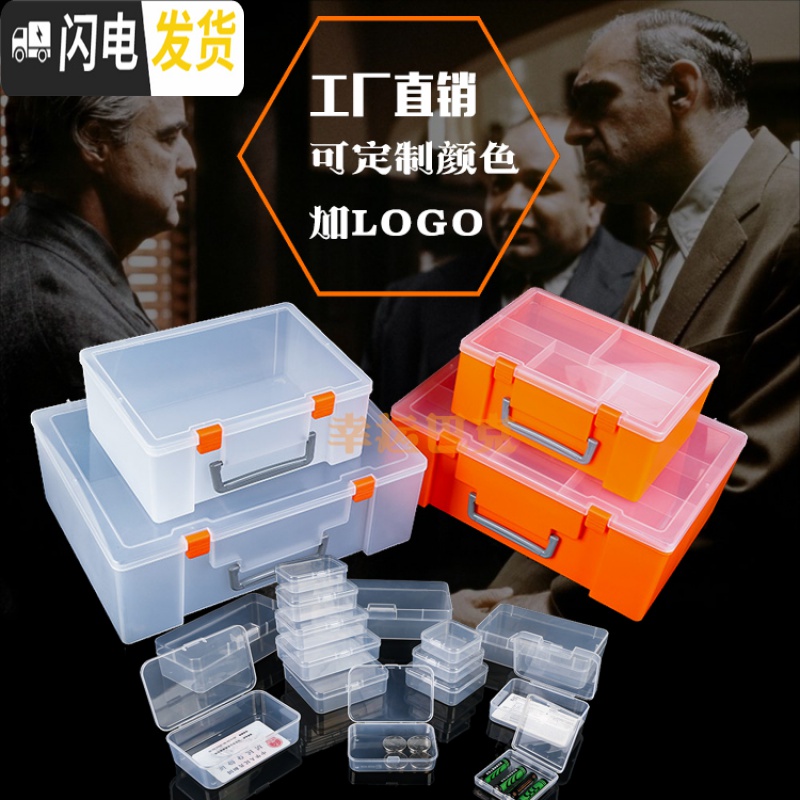 三维工匠收纳盒零件盒手提盒玩具盒PP空盒单格盒包装盒塑料塑胶储物盒高清大图