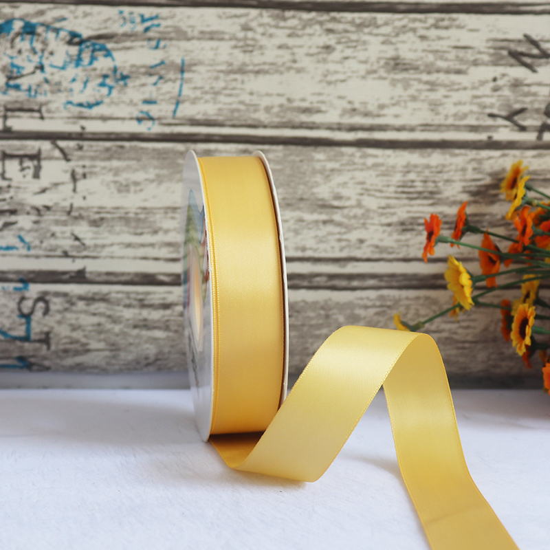 家柏饰(CORATED)2.5cm双面高密缎带织带鲜花礼品绸带蛋糕包装彩带手工diy发饰丝带 浅金色