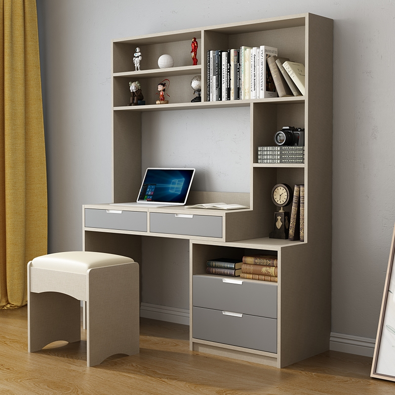 梳妆台书桌一体柜古达北欧卧室伸缩化妆桌组合多功能简约现代书架柜子