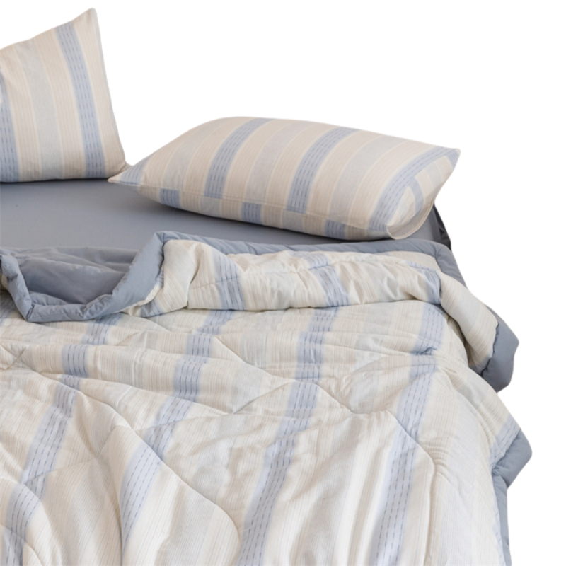 铭思沃床笠四件套1.8米床 蓝条纹 套高清大图