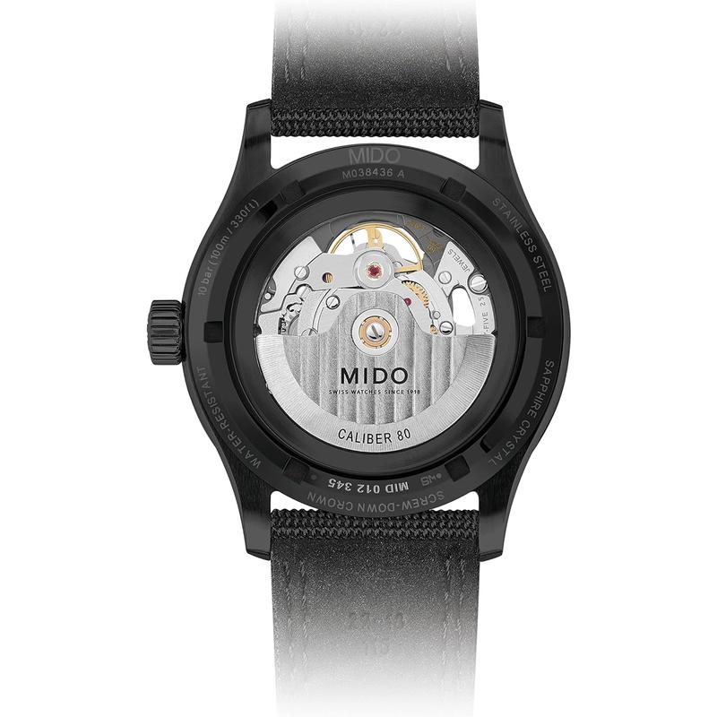 Mido自动机械表男款Skeleton Vertigo黑盘钢带瑞士天文台认证防水手表高清大图