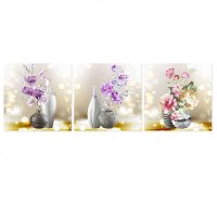 花瓶5D钻石画满钻客厅餐厅三联画简约现代小幅点钻十字绣2018新款