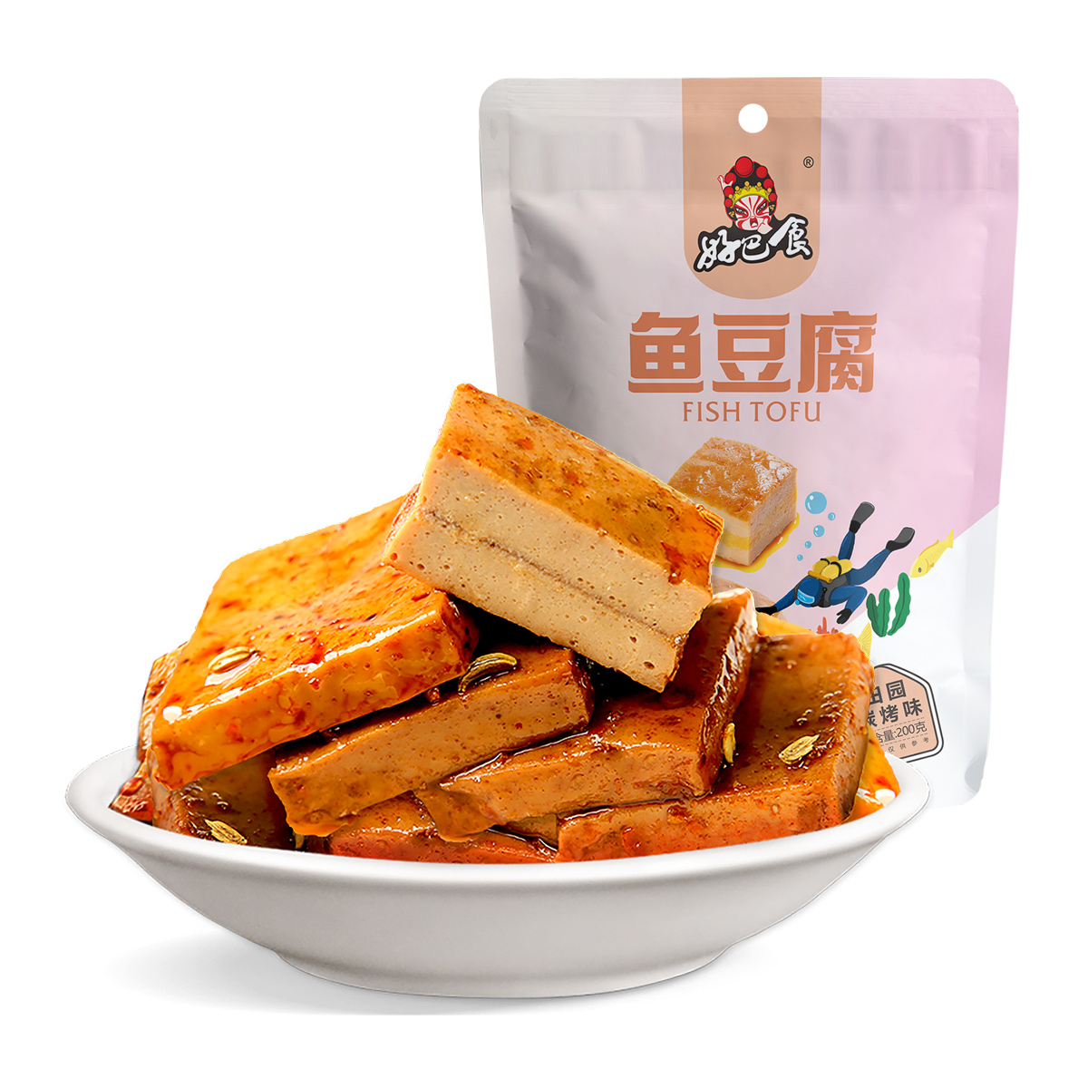 好巴食 豆腐干 休闲零食 Q豆干豆腐鱼田园碳烤味200g高清大图