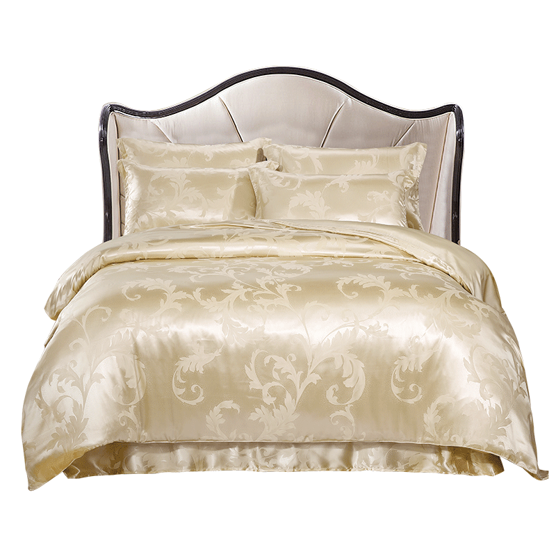 美帮汇真丝四件套婚庆桑蚕丝床上用品100真丝提花被套真丝套件高清大图