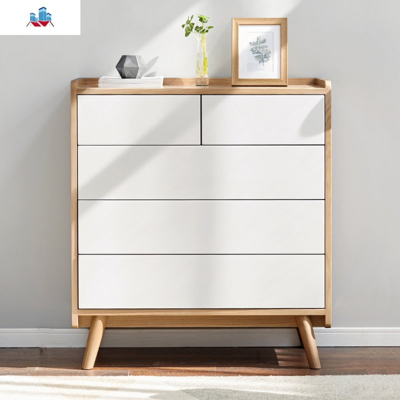 全实木五斗柜北欧白色多功能储物柜现代简约卧室收纳柜子泰空仓