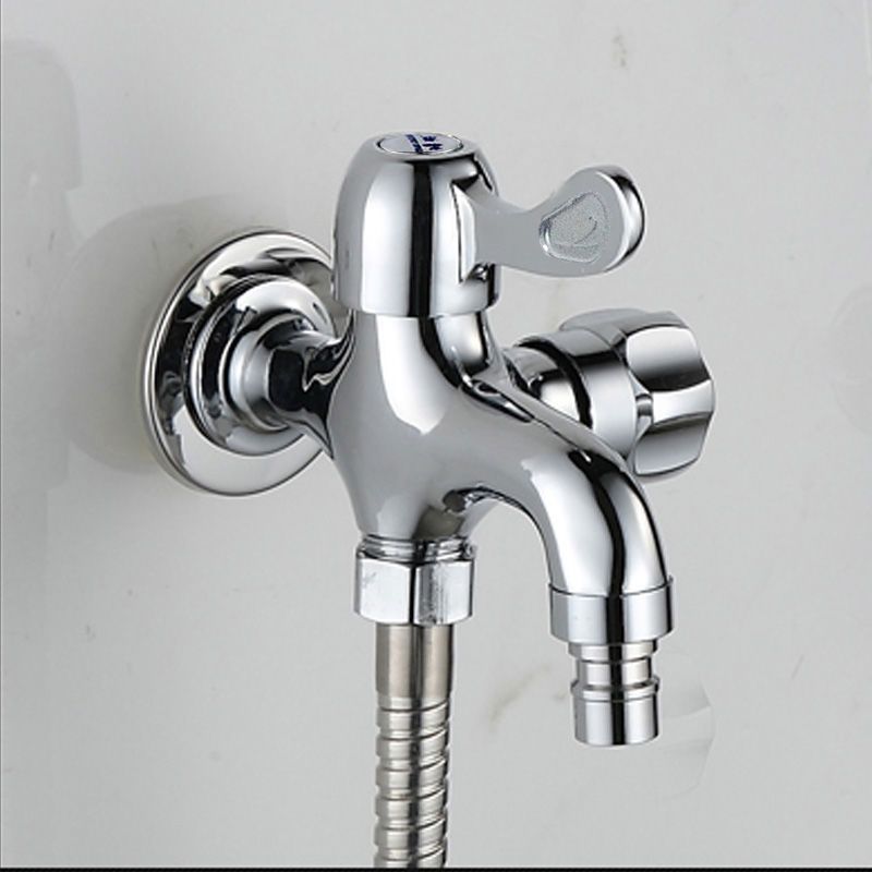 全铜洗衣机水龙头一进二出三角阀三通一分二双头双出水拖把池龙头