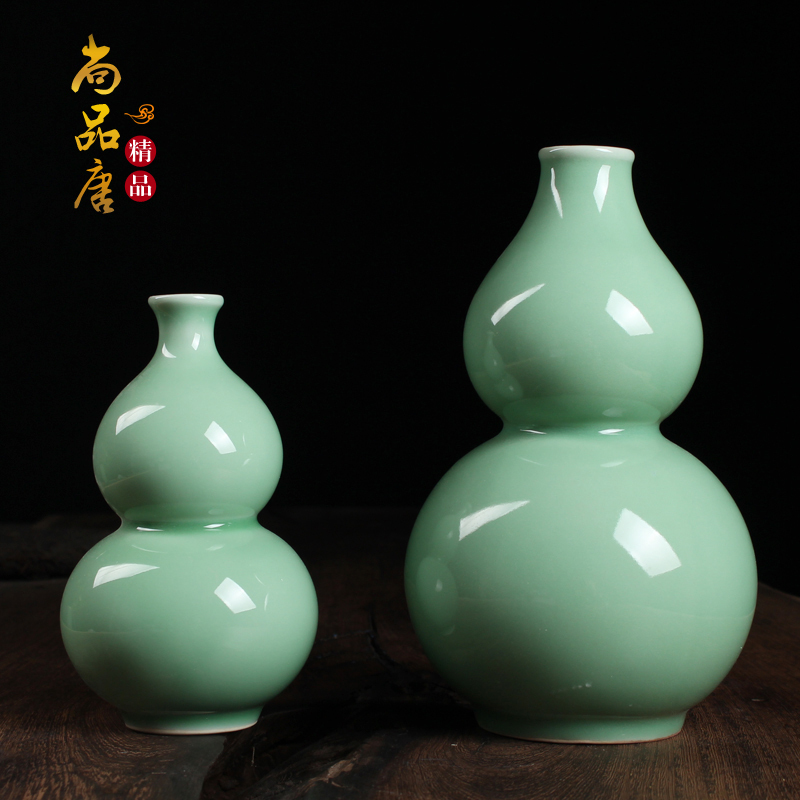 龙泉青瓷花器小花瓶手工葫芦水培小花插陶瓷家居个性客厅摆件精品三维