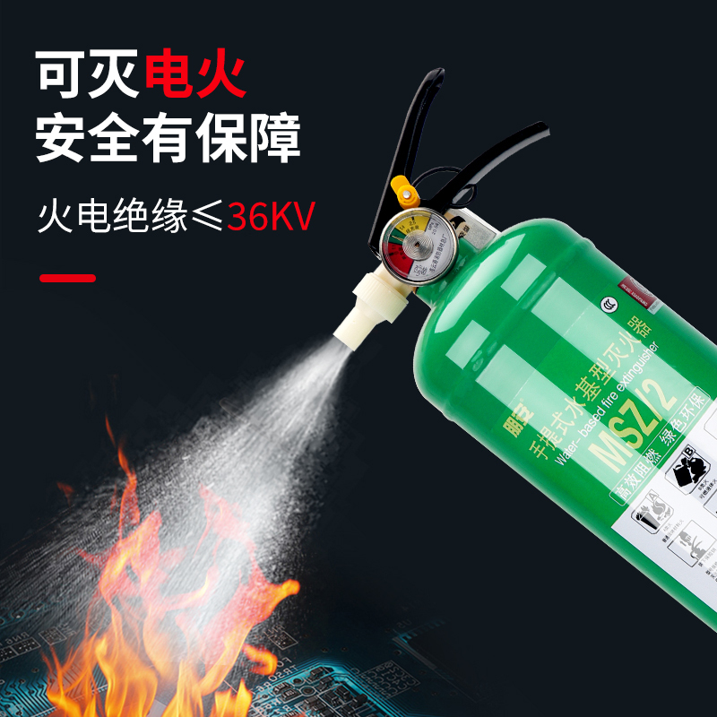 朋安水基灭火器绿瓶2L环保型可灭电器油类火防毒面具灭火毯烟感报警器家用车用消防套装套餐八