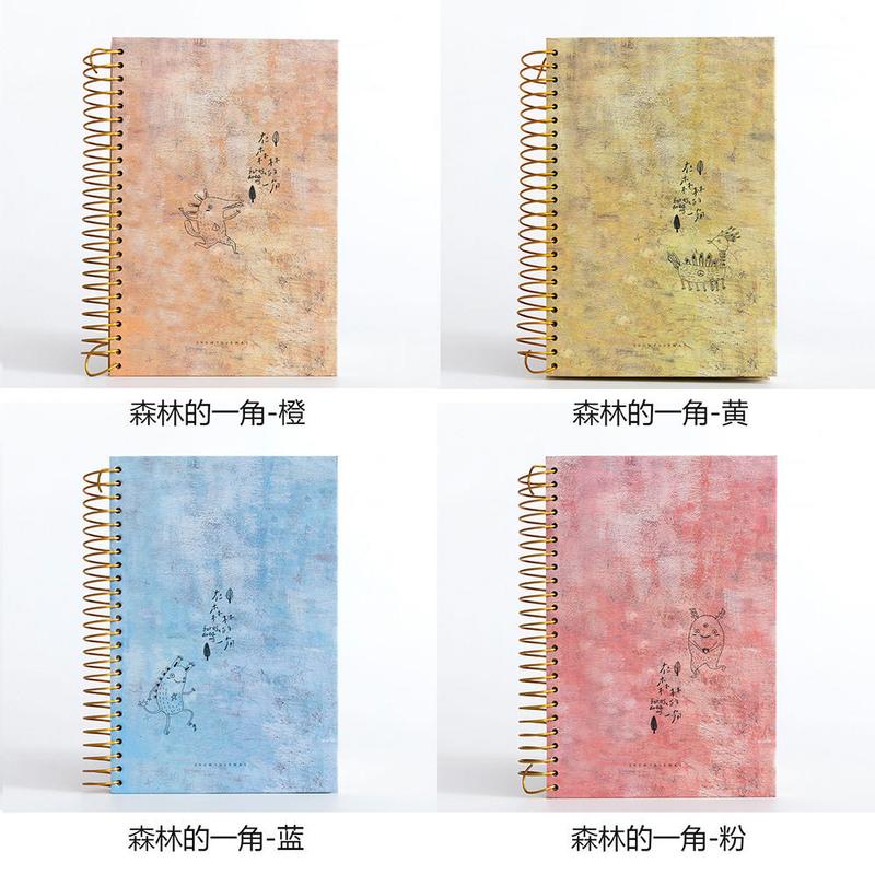 可爱韩版加厚线圈本学生笔记本子少女心日记本记事小清新手账本a5 森林一角(151张/302页) 1本装