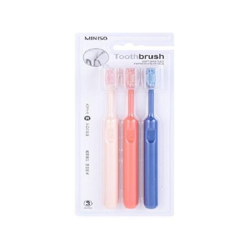 MINISO/名创优品 软毛护龈表情牙刷防滑三支装男女士情侣儿童牙刷 软毛护龈防滑牙刷 三支装