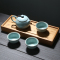 苏氏陶瓷 SUSHI CERAMICS 汝窑茶具巧把西施茶壶开片可养金线一壶三茶杯旅行功夫茶具套装送竹木茶盘