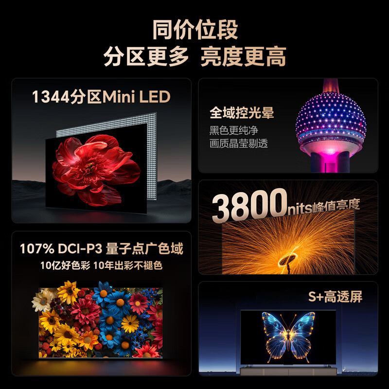 创维电视75A6E 75英寸 内置回音壁 1344分区 mini led电视机 液晶超薄智能家电