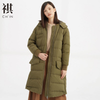 [2件2.5折价:243.8,再叠200减50]CHIN祺羽绒服女中长款冬新款韩版潮女装加厚宽松长款过膝棉服女士羽绒服