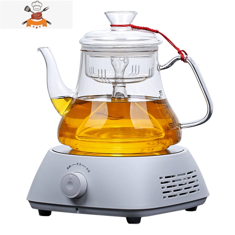 敬平(JING PING)加厚大容量玻璃煮茶器蒸茶壶蒸汽套装烧水养生壶电陶炉泡茶壶家用 03款[B款壶1.2L(单蒸茶具高清大图