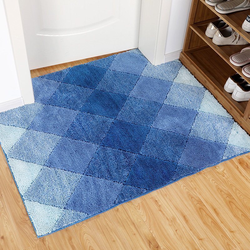 家柏饰(CORATED)【厅】地垫垫进 入户脚垫家用卧室地毯垫子 可裁剪定制 蓝色 120x120cm（送彩色地垫）