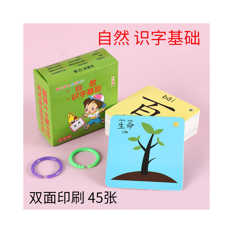 幼儿看图识物早教彩色认知卡片0-3岁学龄前儿童益智玩具识字卡片|自然识字基础款