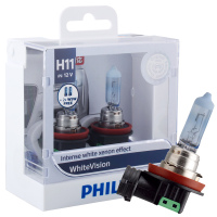 飞利浦(PHILIPS)璀璨之光H11升级型汽车灯泡大灯灯泡近光灯远光灯卤素灯2支装 增亮60%时尚白光
