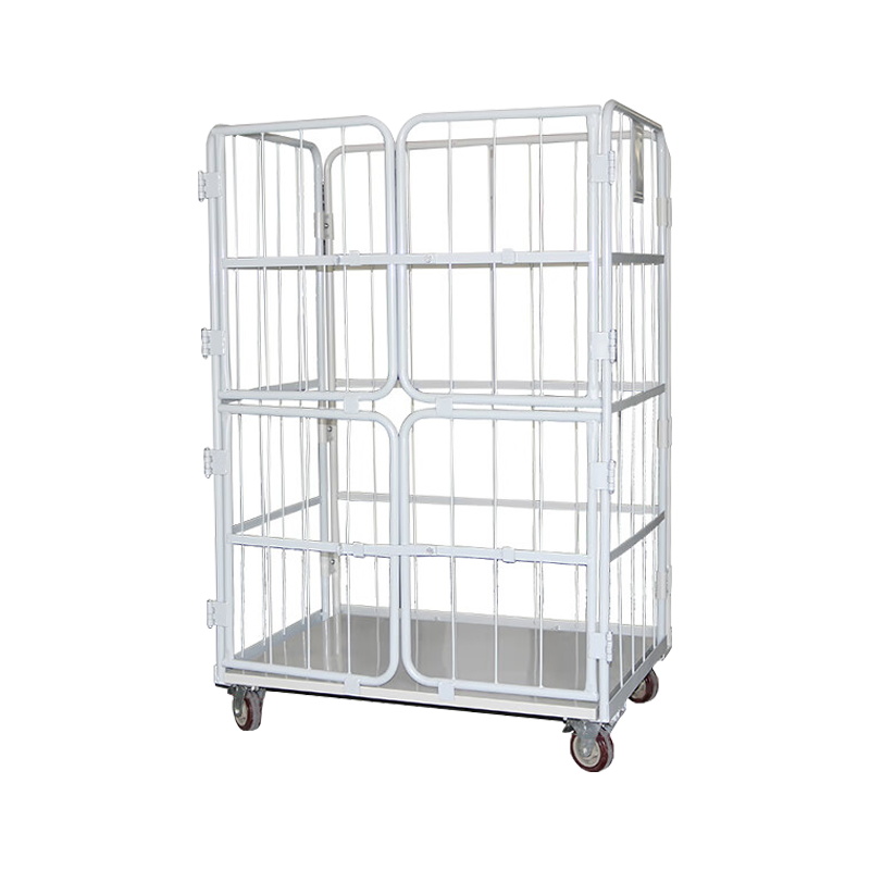 臻远ZY-L11仓储笼 折叠物流台车快递仓库周转车 1100*800*1700四小门 灰色