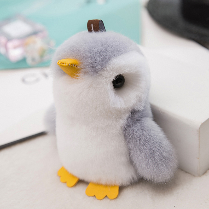 湖蓝色 獭兔毛小企鹅挂件韩国创意流行公仔饰品毛绒挂件百搭包包挂件