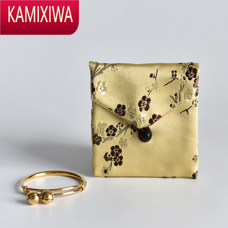 KAMIXIWA手工刺绣小布袋子饰品首饰包装袋项链耳钉珠宝戒指小锦囊翻盖纽扣首饰袋